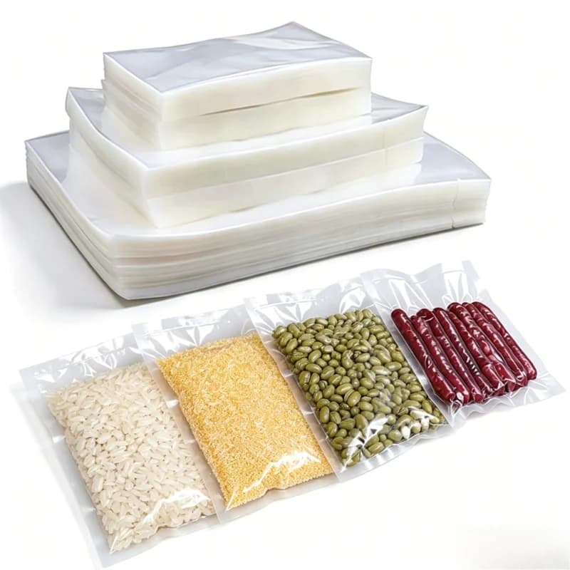 50/100 Sacchetti Sottovuoto per Alimenti Freschi, Conservazione e Confezionamento, Essenziali per Carne, Frutta, Verdura, Pesce in Cucina