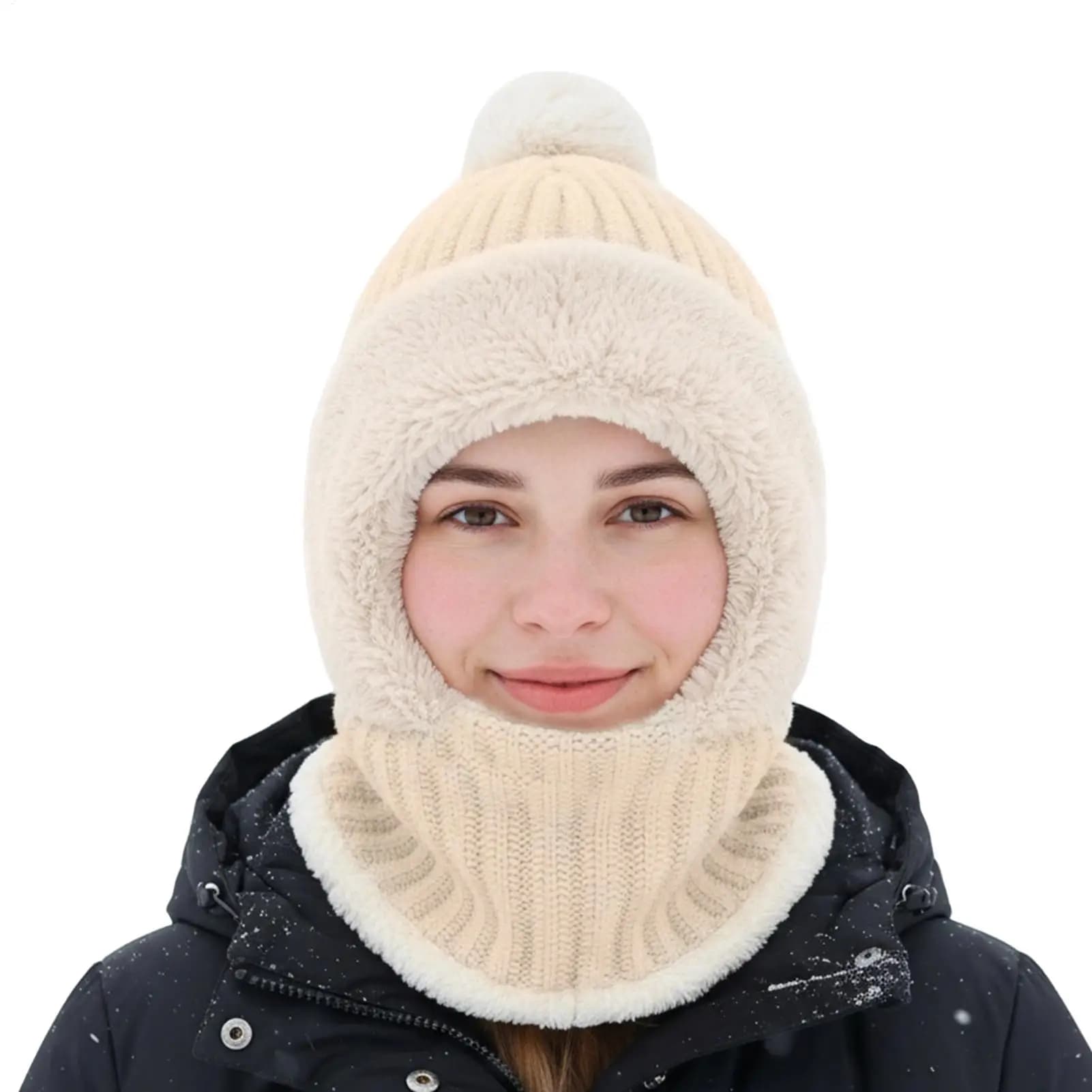 Cappello lavorato a maglia Berretto da ciclismo con ghetta per il collo Fodera in pile Cappelli carini per le donne con paraorecchie per la stagione fredda Autunno Escursionismo Viaggi
