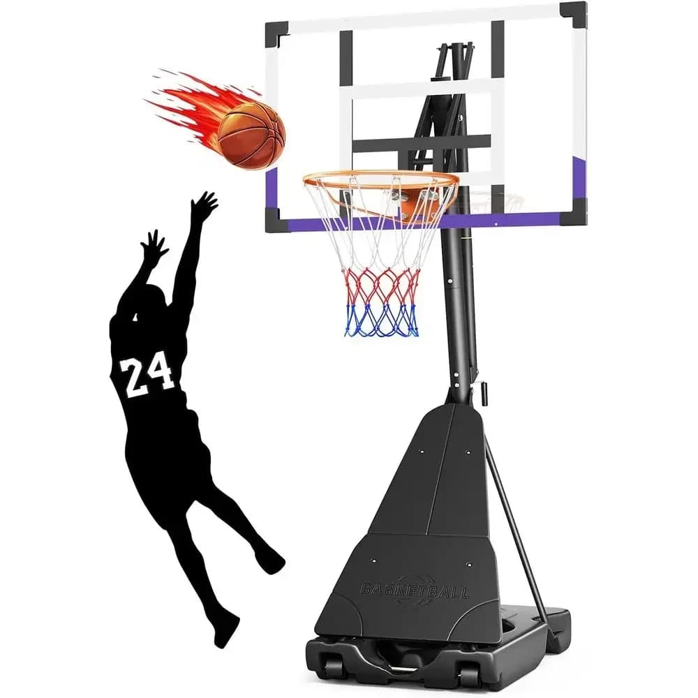Canestro da Basket Regolabile per Esterni con Tabellone Infrangibile da 44/48/54 Pollici per Tutte le Età