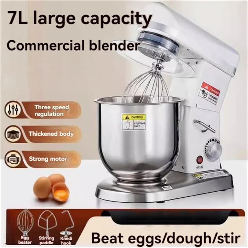 Impastatrice da cucina professionale da 7 litri Frullatore per alimenti Frusta per panna Impastatrici per torte con ciotola in acciaio inossidabile Miscelatore elettrico da cucina