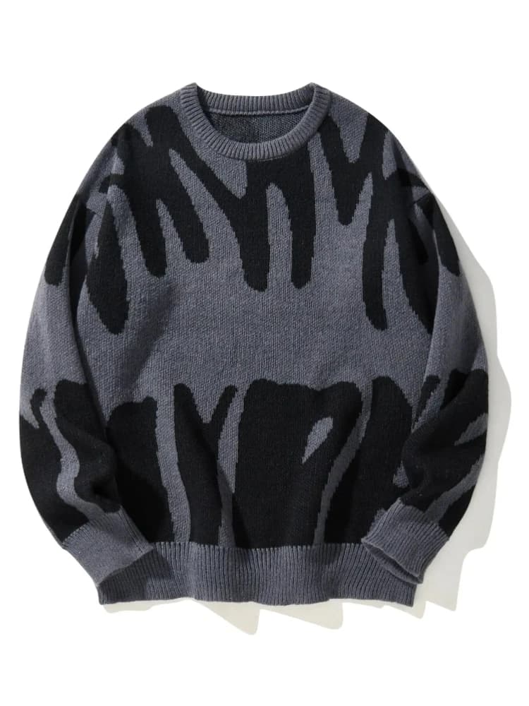 Nuovo popolare autunno inverno modello jacquard irregolare maglione pullover casual girocollo colore a contrasto pullover da uomo lavorato a maglia
