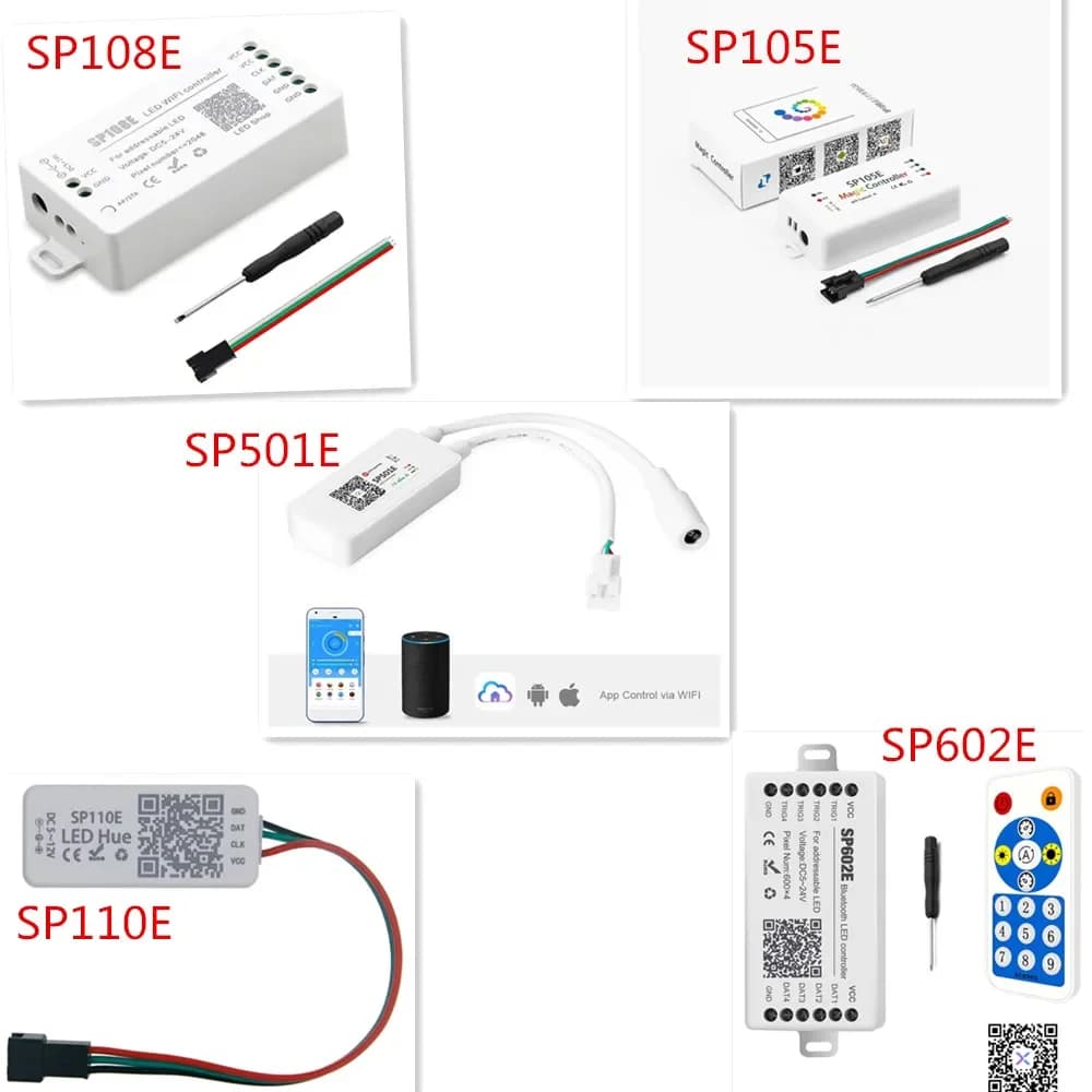 WS2812B Led Strip Controller;Bluetooth SP105E SP110E;Wifi SP108E SP548E;Music SP107E SP601E WS2811 SK6812 Light DC5V-24V