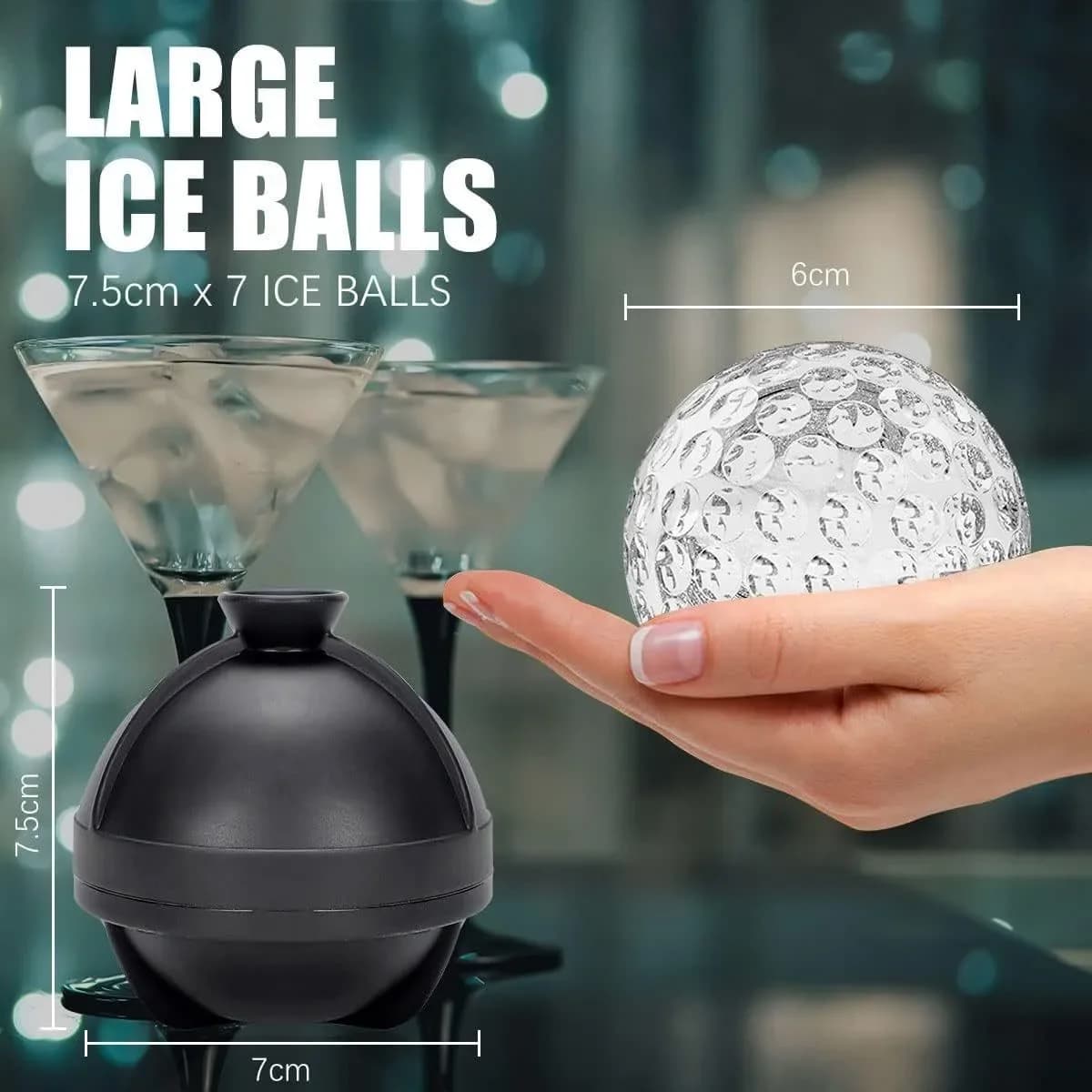 Creatore di palline di ghiaccio in silicone per uso alimentare Forma di hockey da golf da baseball 3D con imbuto incorporato Rilascio facile Nessun stampo a sfera in plastica