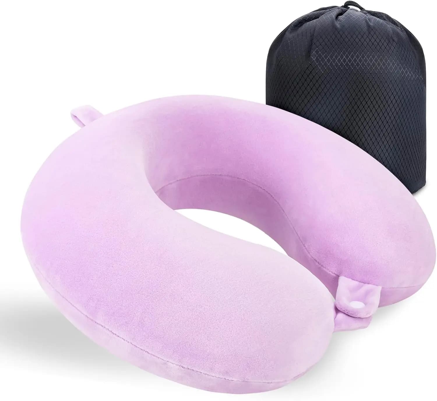 Cuscino da Viaggio per il Collo, Cuscino per Voli Aerei, Cuscino da Viaggio in Memory Foam, Compatto e Leggero (Viola)