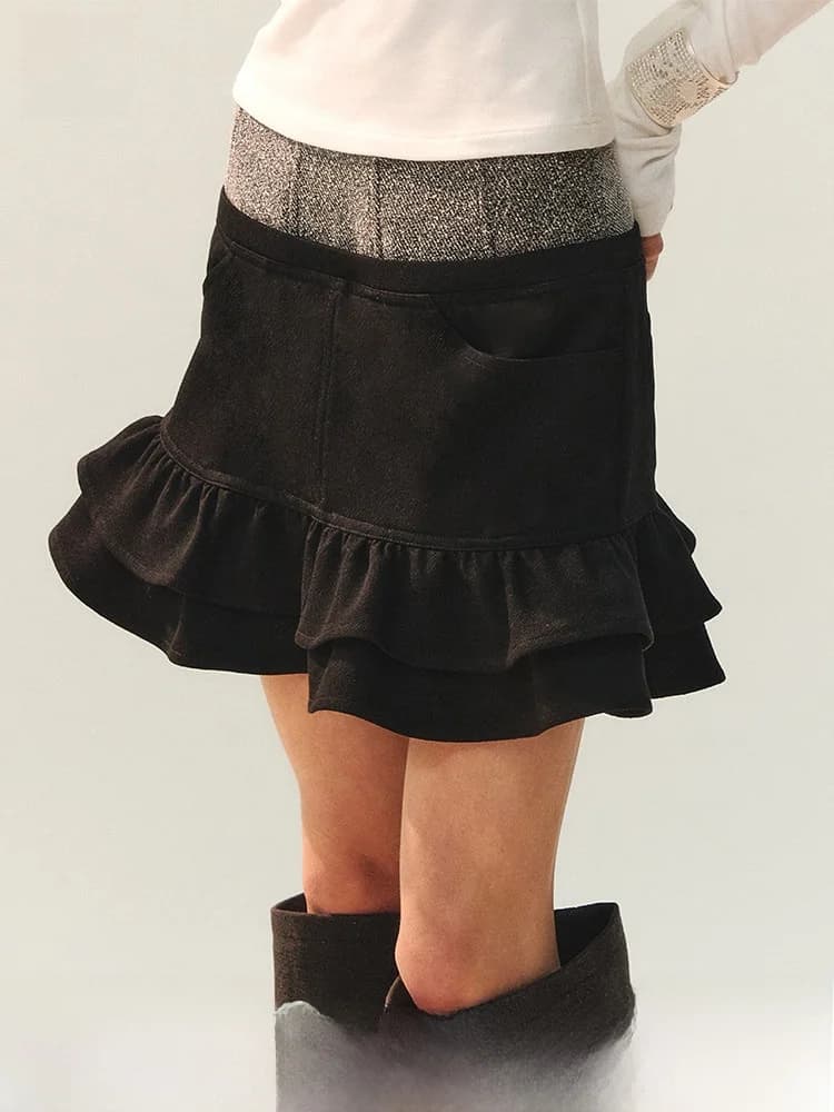 Gonna Corta Plissettata Genesis Night da Donna, Nuova Collezione 2026, con Doppia Piegatura e Vita Patchwork, in Fibra di Poliestere
