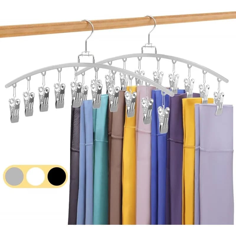 2-Pack Gray Stainless Steel Leggings Storage Rack, 360° Rotating, a must-have for room organization, suitable for wardrobes.