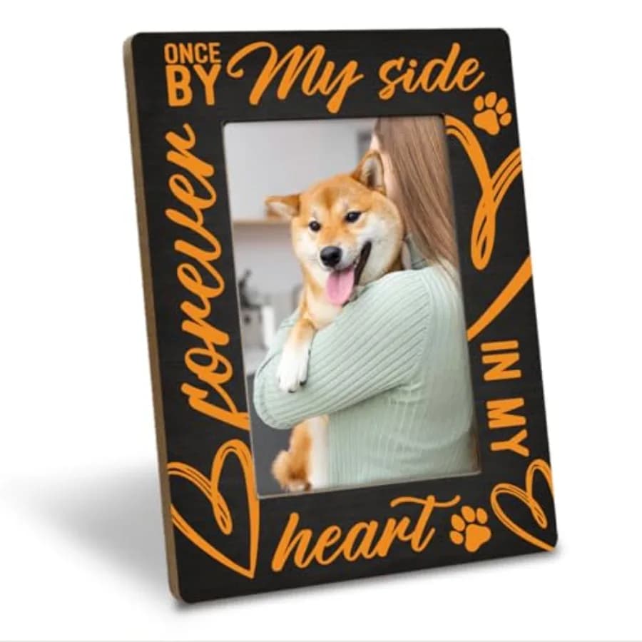 Pet Memorial Gifts, Pet Wood Picture Frame, Once By My Side Forever In My Heart, Pets Loss Remembrance Gift, Rustic Wooden Pict