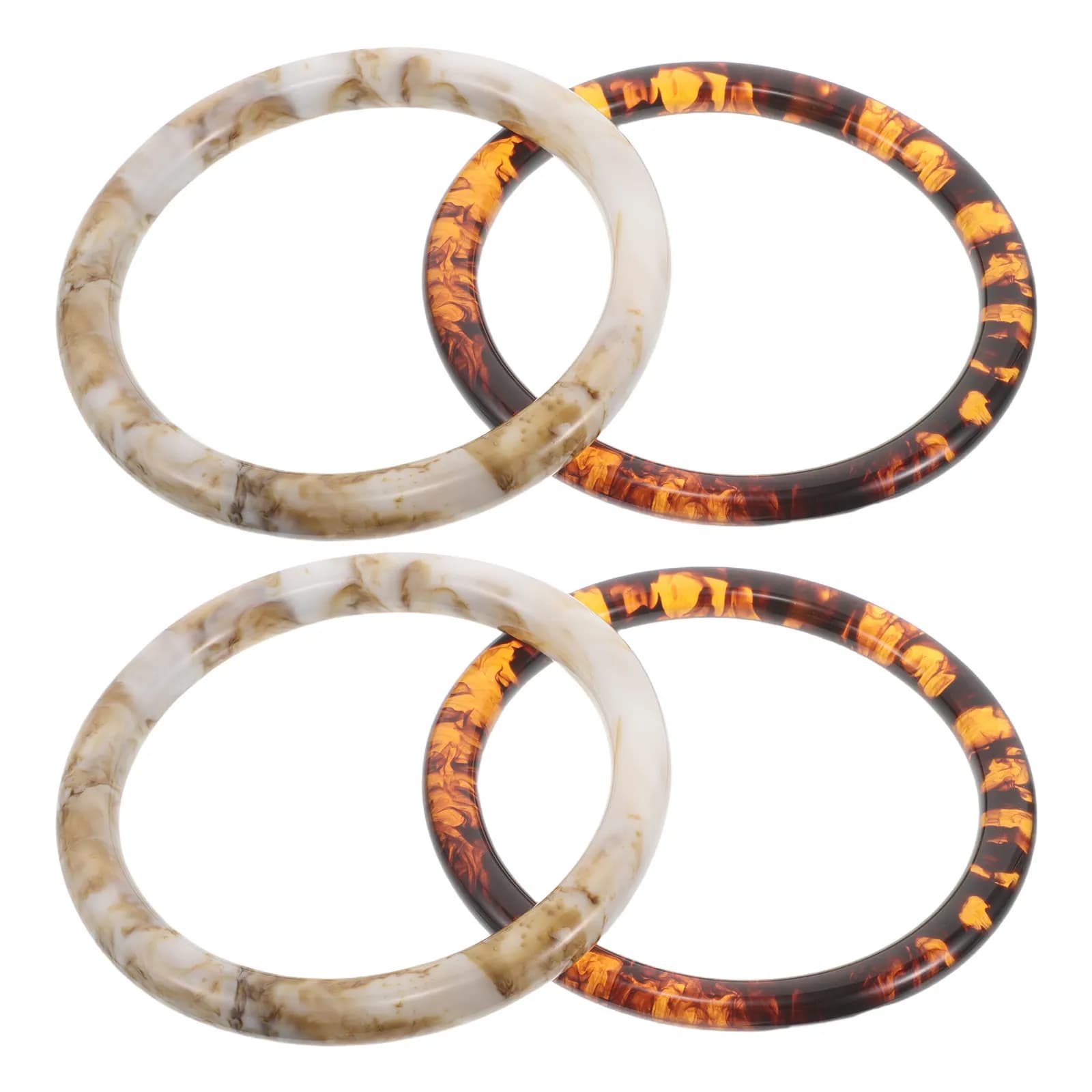 4 D-rolled parts in 10 cm Resin for Handbags at Crochet, Braided Bag Parts, Supplies for Bags Creation