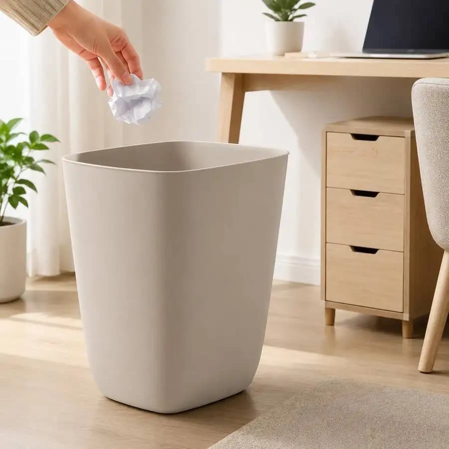 Minimalist Square Open Top Basket, Matte Plastic Waste Bin, Lightweight Simple Trash Can For Bedroom Office Bathroom Desk Home S