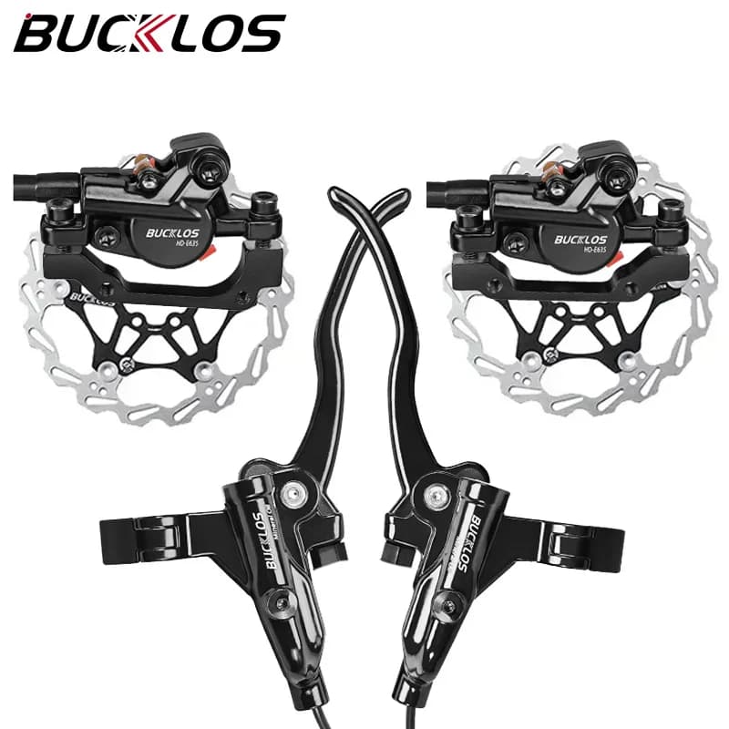 BUCKLOS Set freno idraulico per bicicletta 2 pistoni Spegnimento freno a disco per mountain bike Freni a disco 1100/1800mm per scooter elettrico