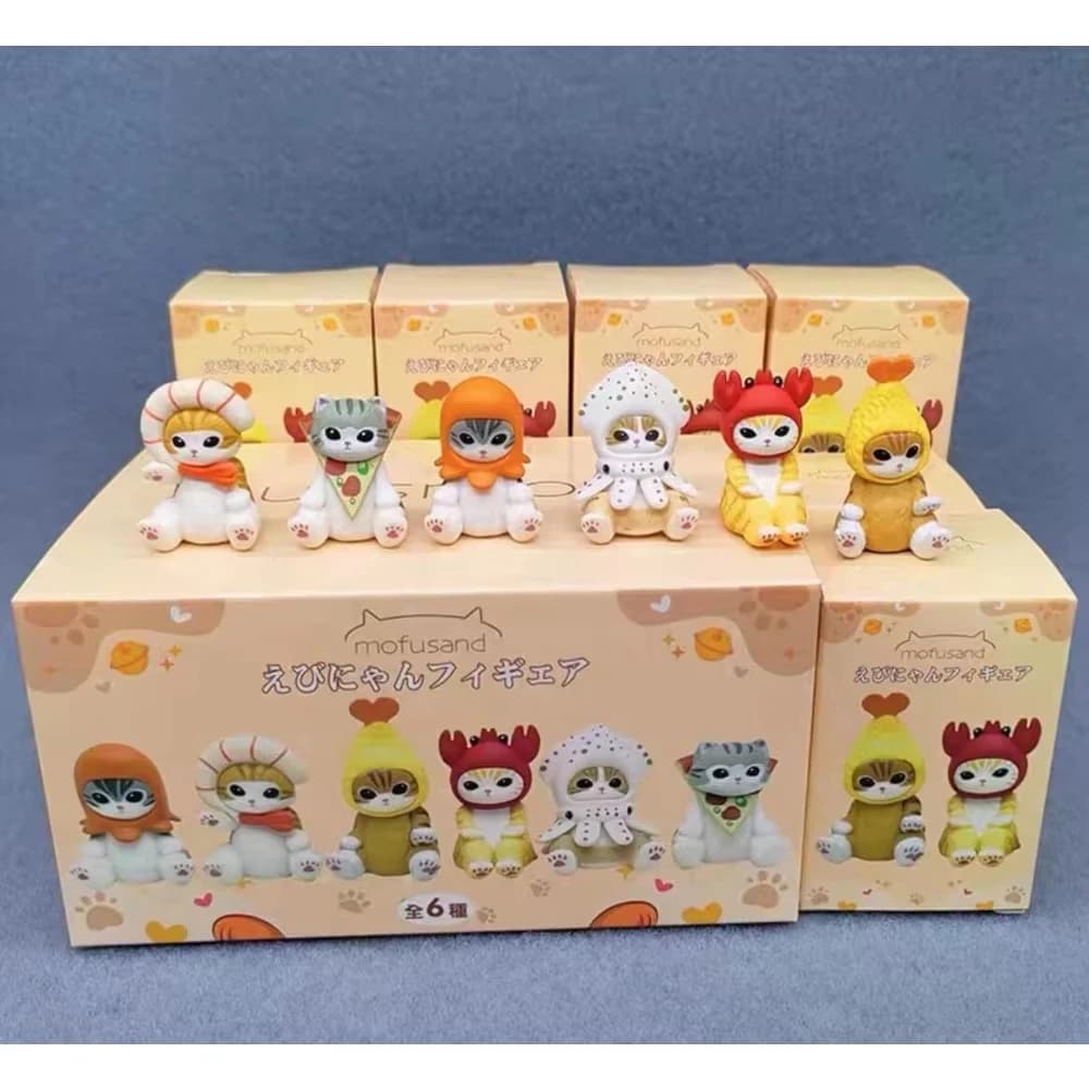 Kawaii Mofusand Seafood Series Costume Cat Blind Box Toy Anime Mini Cat Action Figure Collectible Toy Desk Decor Birthday Gift