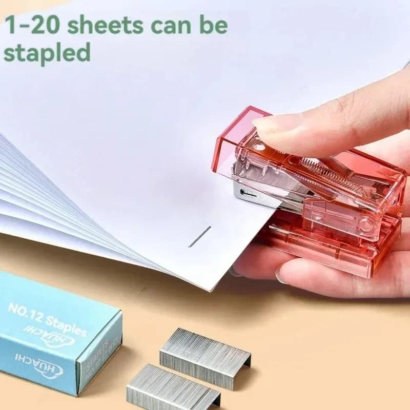 Mini Cucitrice con Graffette Trasparente, Flessibile e Salva-lavoro, per Ordini di Libri, in Plastica, Formato Mini, Cucitrice da Scrivania, Forniture Scolastiche