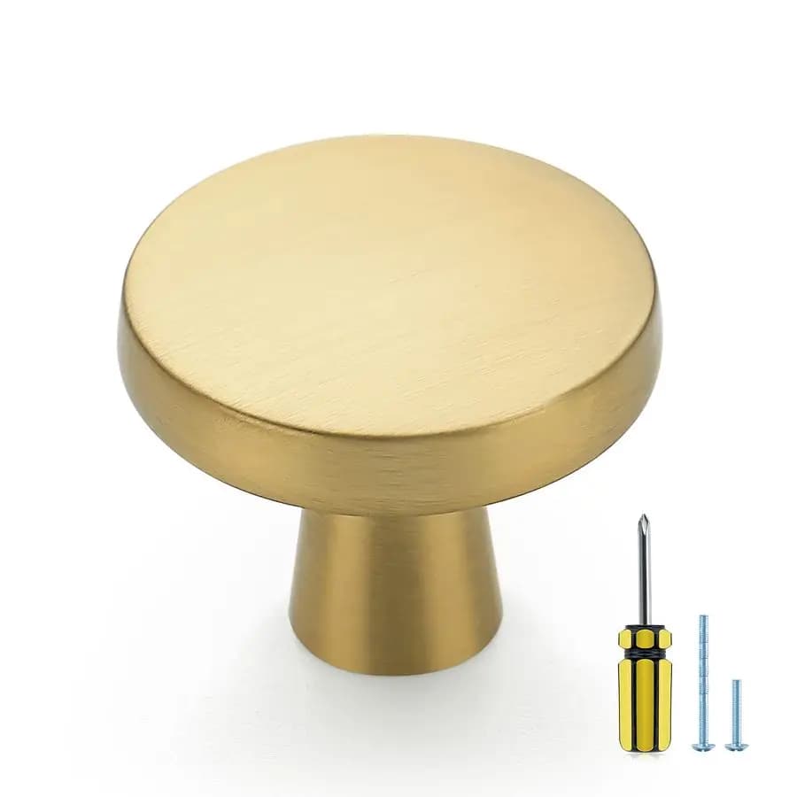 Set di 30 Manopole Solide per Mobili da Cucina, Maniglie Rotonde per Cassettiere, Maniglie Dorate per Armadietti, Manopole per Porte e Cassetti in Ottone Spazzolato