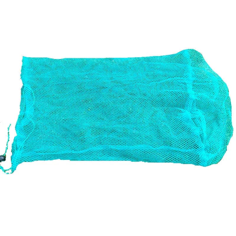 Borsa a rete verde con bocca con cravatta Rete da pesca Borsa per riporre forniture per coltivazione di pesci Borsa a rete per prodotti da esterno