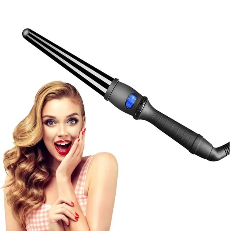 Single-shaped cone-shaped curling iron with LCD display and ceramic coating, professional tool for female styling - Hot sale