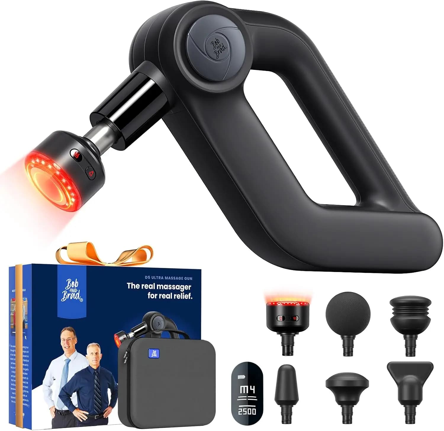 D5 Ultra Massage Gun with Red Light and Heat, Deep Percussion of Fabrics 13mm, Ergonomic Handle to Relieve Pain and Favor Recovery