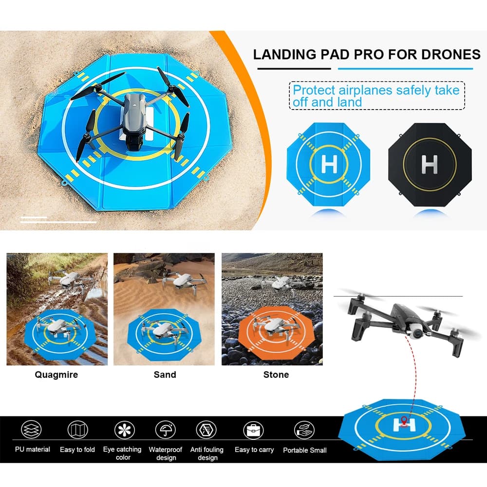 51/64 CENTIMETRI Helipad RC Aereo Drone Landing Pad Portatile Pieghevole Visione Notturna Double-Sided Impermeabile Elicottero di Controllo Remoto Parte