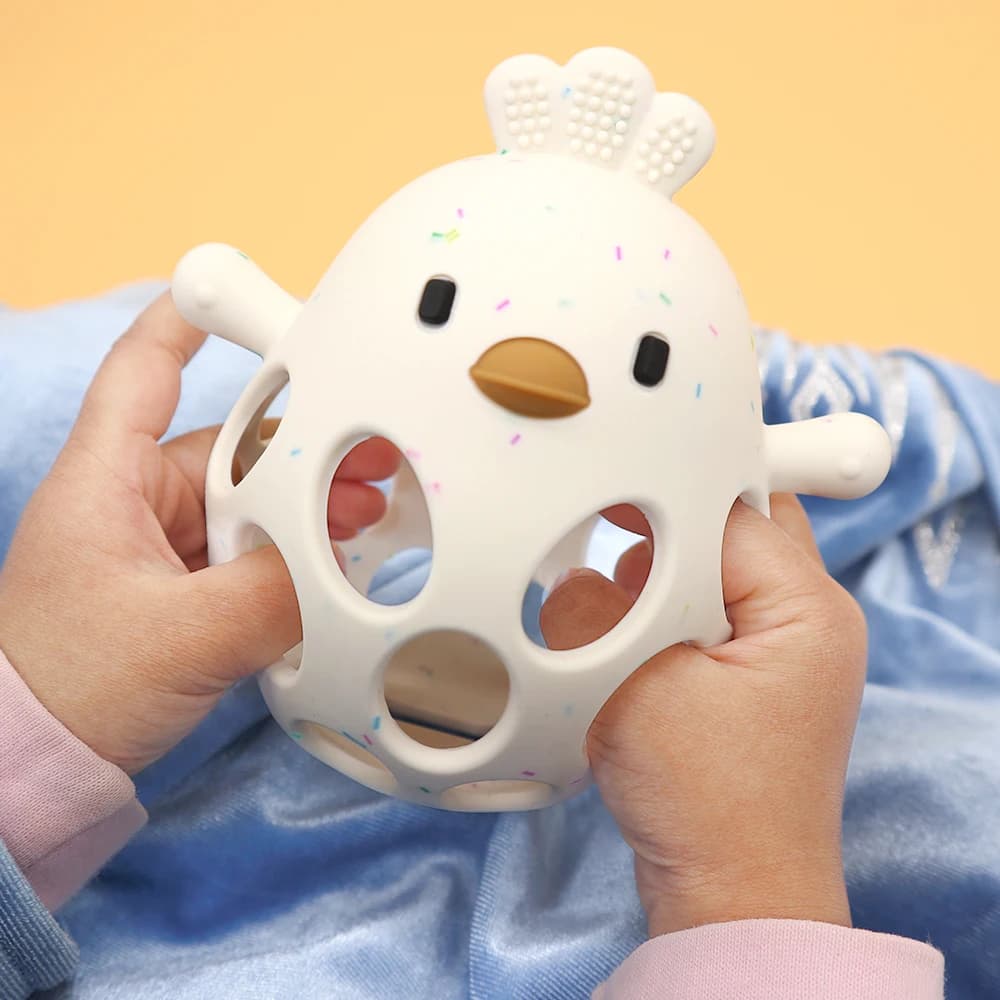 1 pz guanti per massaggiagengive per bambini cartone animato per bambini forma di pulcino massaggiagengive giocattolo in silicone per cure odontoiatriche gengive anti-mangiare mano Accessorio per bambini molari