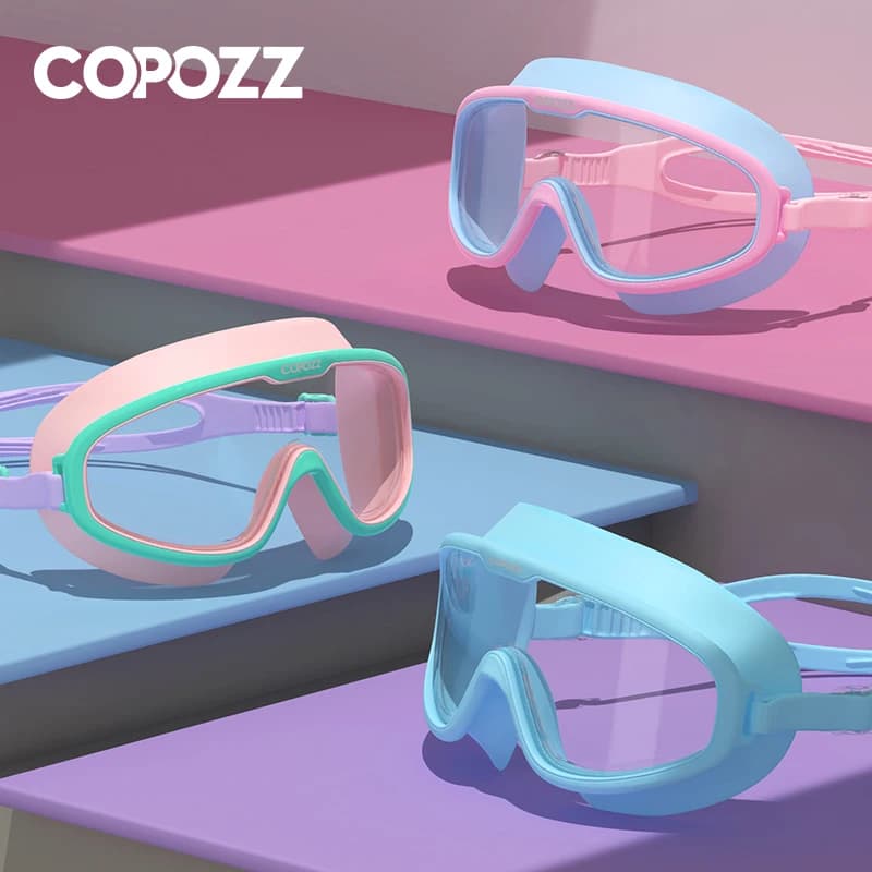Adjustable swimming glasses for children Swimming glasses with big frame Outdoor UV protection Swim glasses with glasses case