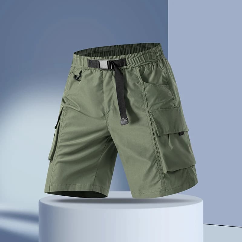 CHRLCK Men Outdoor Cargo Belt Shorts Summer Lightweight Multi-Pocket Shorts Camping Hiking Climbing Fishing Breathable Shorts