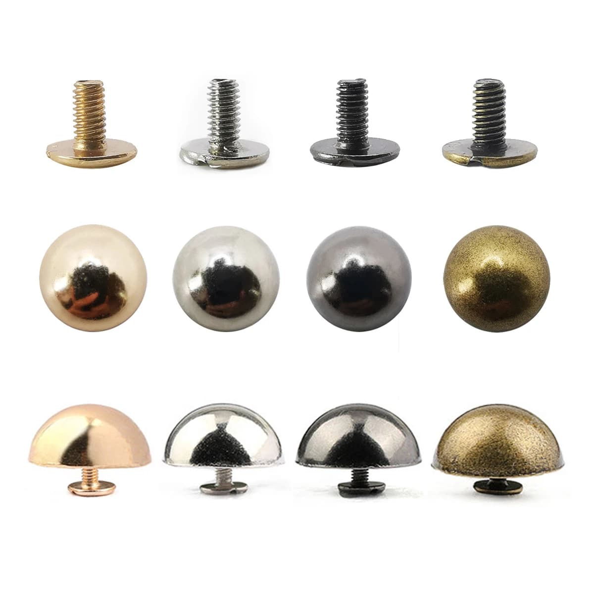 10 set Tappo a cupola Rivetti Borchie Testa rotonda Borchie a punta Macchie punk Indumento Cintura in pelle Portafoglio Decor Elementi di fissaggio Parti Accessori fai da te