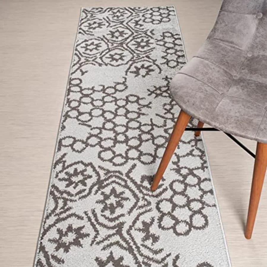 Tappeto passatoia moderno astratto antiscivolo di lunghezza personalizzabile per ingresso, corridoio, cucina, lavanderia, 26 pollici x 23 piedi, Sier