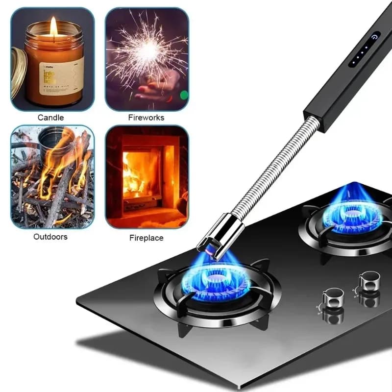 Flameless plasma lighter anti-winding electric lighter USB Candle Long Kitchen Barbecue Stove gas ignition gun Camping tool