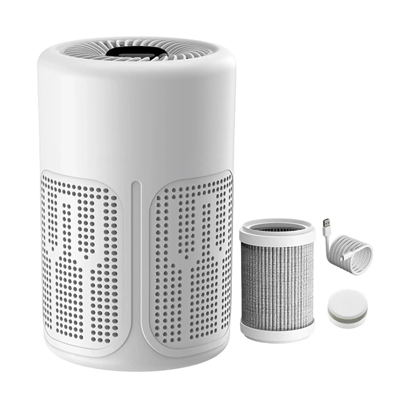 Mini Purificatore d'Aria Bianco Portatile Intelligente, Elimina Polvere, Silenzioso, per Camera da Letto e Appartamento