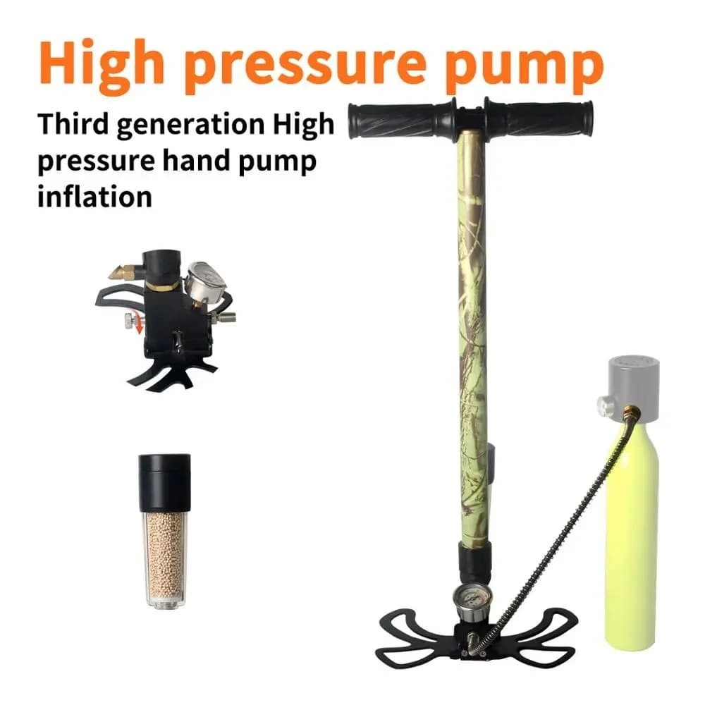 Pompa di pressione azionata a mano Mini 4500PSI 300Bar 3 fasi Pneumatico Kayak Palla Auto Bicicletta Gonfiatore Cilindro Caccia Diving Gonfiatore