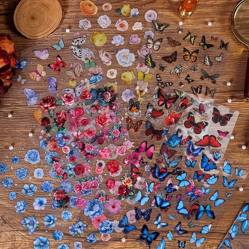 2 fogli Flower Butterfly Planner Stickers adesivo decorativo fai da te per Scrapbooking diario Notebook lettere adesivo per bambini