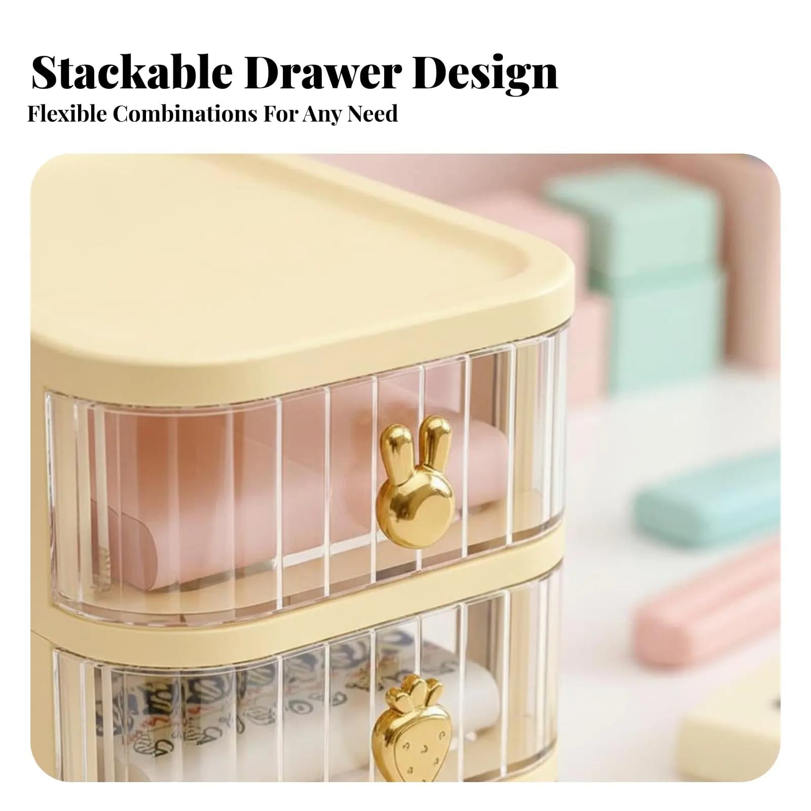Scatola portaoggetti multi-scomparto con cassetti, organizer da scrivania a tema cartone animato, salvaspazio, adattabile per dormitorio, camera da letto