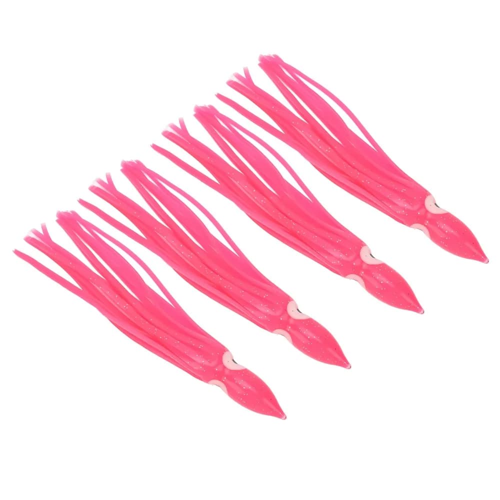 10PCS Durable PVC Squid Skirts Lures 14/16/18cm Lifelike Eyes Fishing Lures Pink Soft Octopus Lures Saltwater Fishing