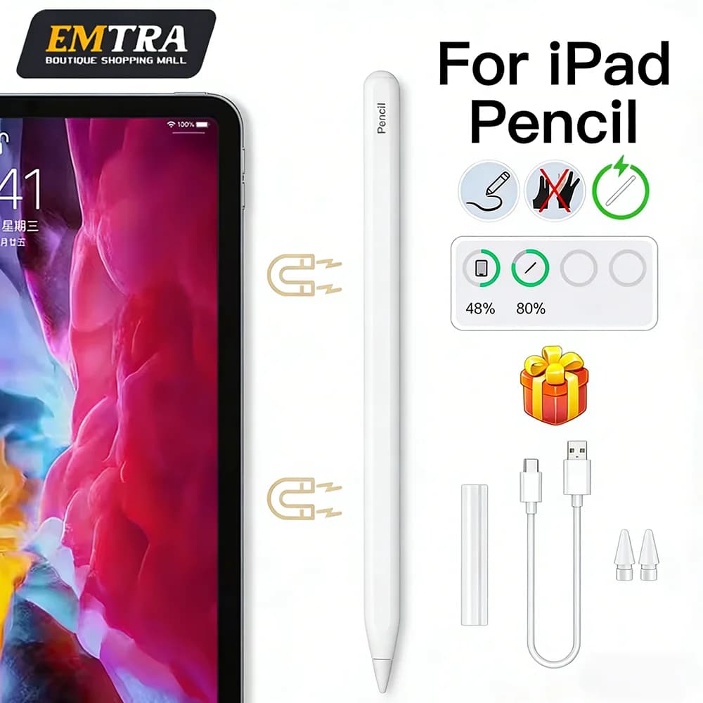 Per Apple Pencil 2, Penna Stilo con Ricarica Magnetica e Rilevamento del Palmo per iPad Air 5 4 Pro 11 10.9 Mini 7 6, Accessori per iPad Pencil