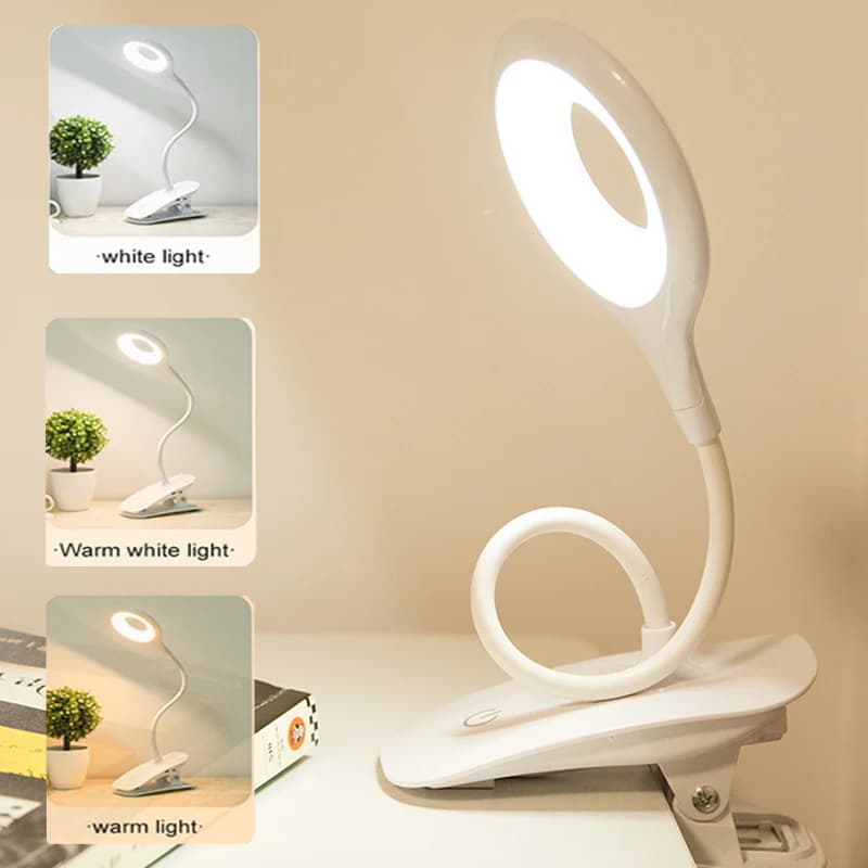 LED Desk Lamp Flicker-Free Eye-Protection Table Lighting USB Clip-on Hose Night Light Touch Dimming For Reading Studying