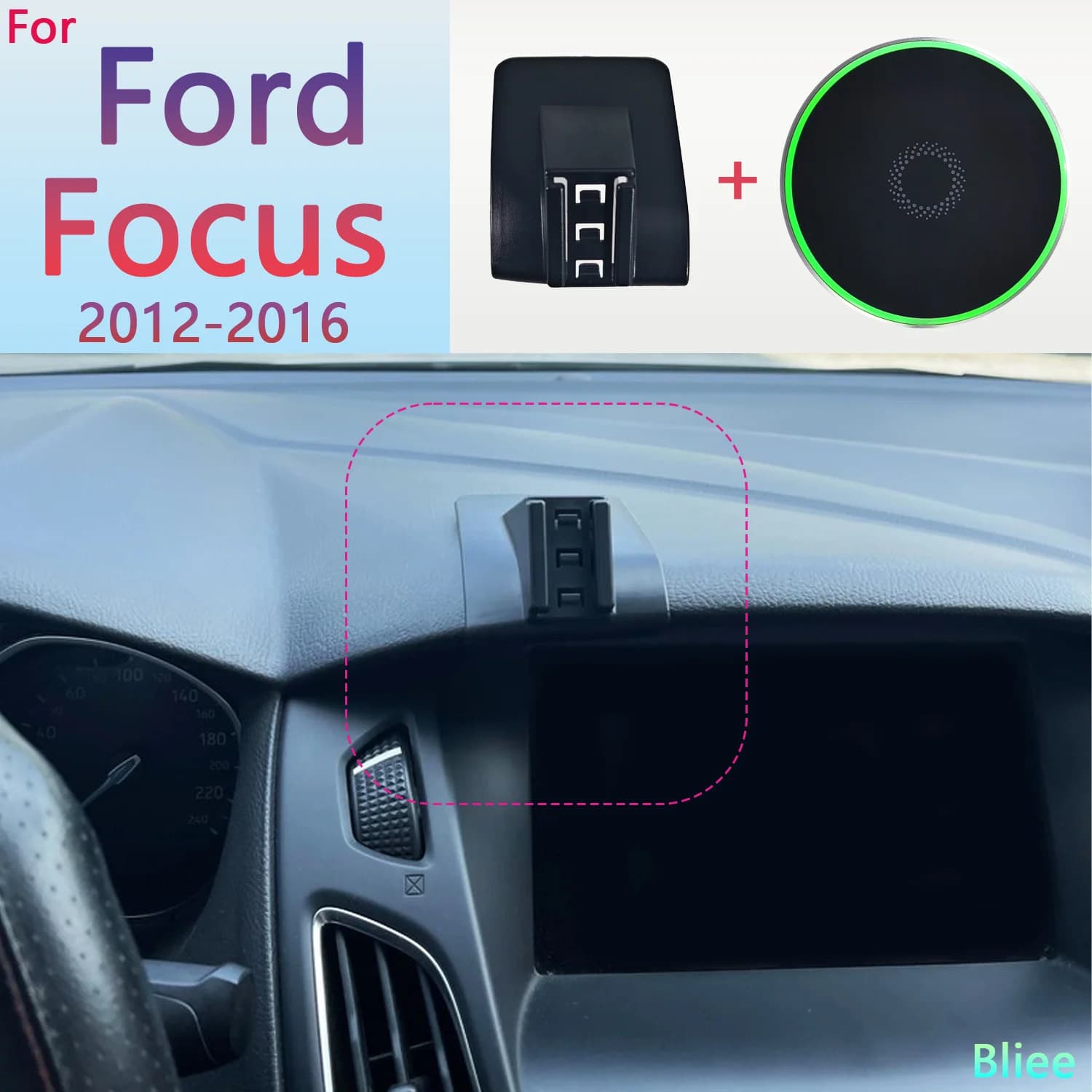 Per Ford Focus MK3 2012 2013 2014 2015 2016 Supporto magnetico per telefono per auto 15W Supporto per telefono di ricarica wireless Base MagSafe