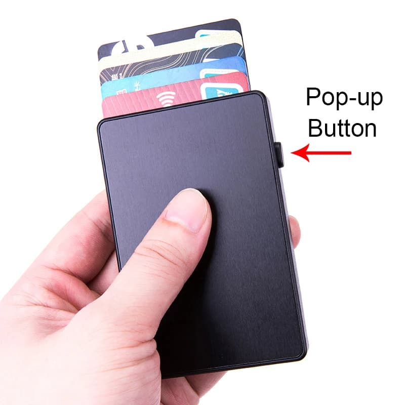 Portacarte RFID Pop-up Sottile Dorato di Tendenza per Uomo, Portafoglio Slim per Carte di Credito con Protezione RFID per Donna