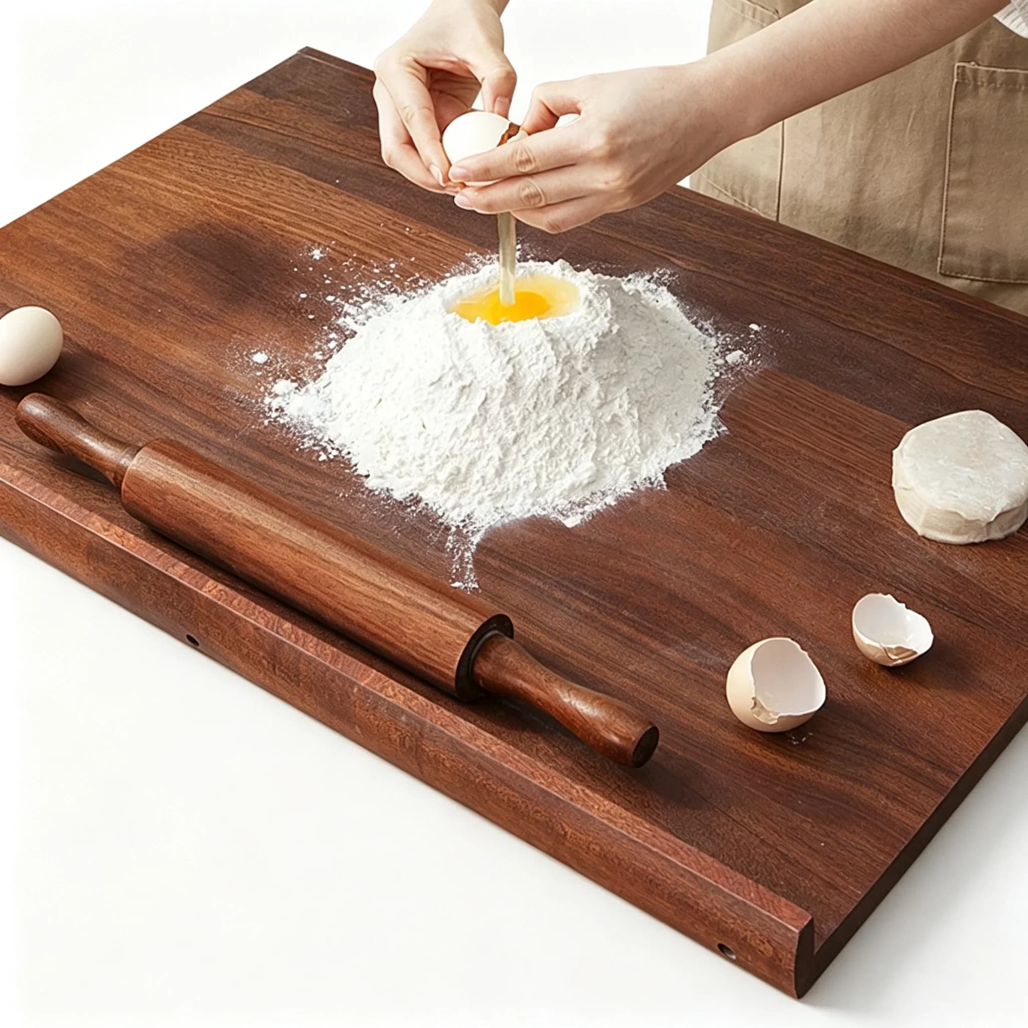 L-Baffle Ebony Wood Pastry Board, with Anti-Spill Edge, Rolling Pin Pastry Chef Kitchen Porter cutting Board