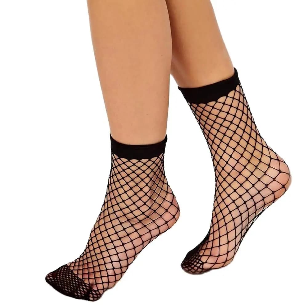 1 Pair of Summer Socks Ladies Dancing Net Socks Hollow Non-Slip Sports Socks Elastic Ladies Ankle Fishnet Socks Black
