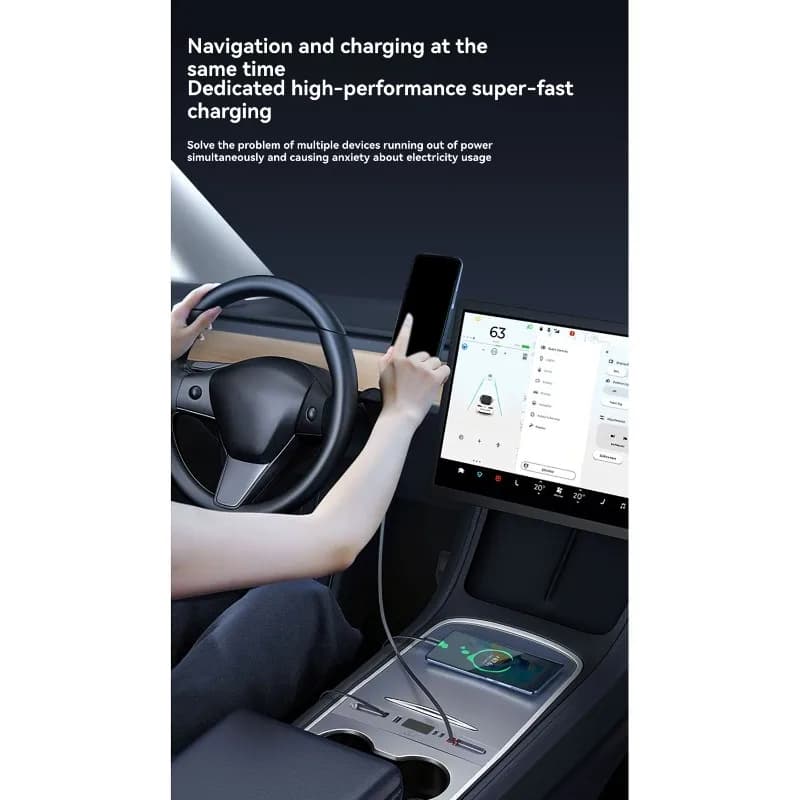 A26Z For /Y Center Console Expansion Dock 65W PD Fast Charging USB Hub Fast Charging Hub Docking Station