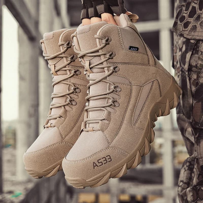 Autumn New Men's Outdoor Hiking Shoes, Plus Size High Top Combat Boots, Anti Slip Wear Resistant Outdoor Casual Sports Sneakers