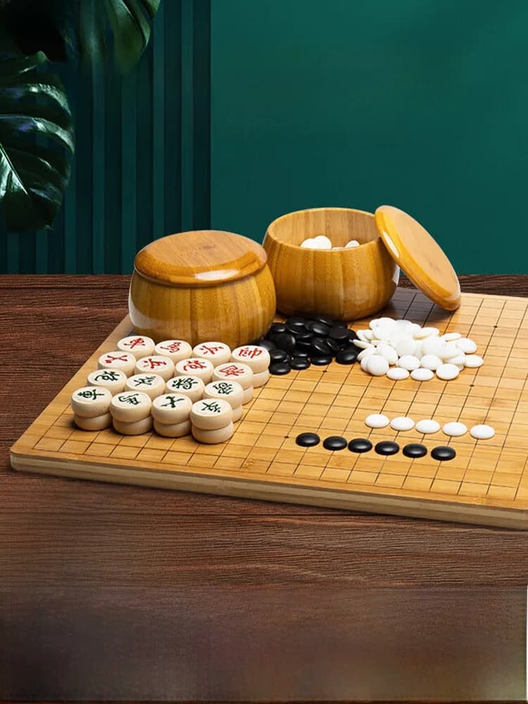 Set di Scacchi Tre-in-Uno per Principianti, Versione per Adulti, Uso Domestico, Scacchiera Standard, Go, Scacchi, Dama, Kit Educativo per Bambini