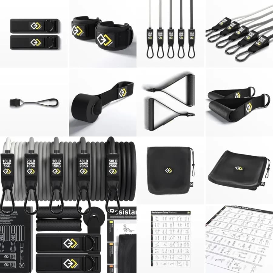 Set of Resistance Bands - Premium Exercise Bands with Handles - Resistance Tubes for Men and Women - Professional Home Gym Equipment