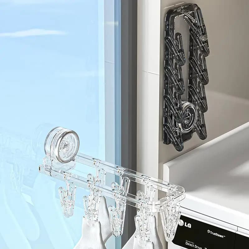 Stendibiancheria in plastica per bagno e balcone, con ventosa e fori, clip per calzini, appendiabiti, design a coniglio, per la casa