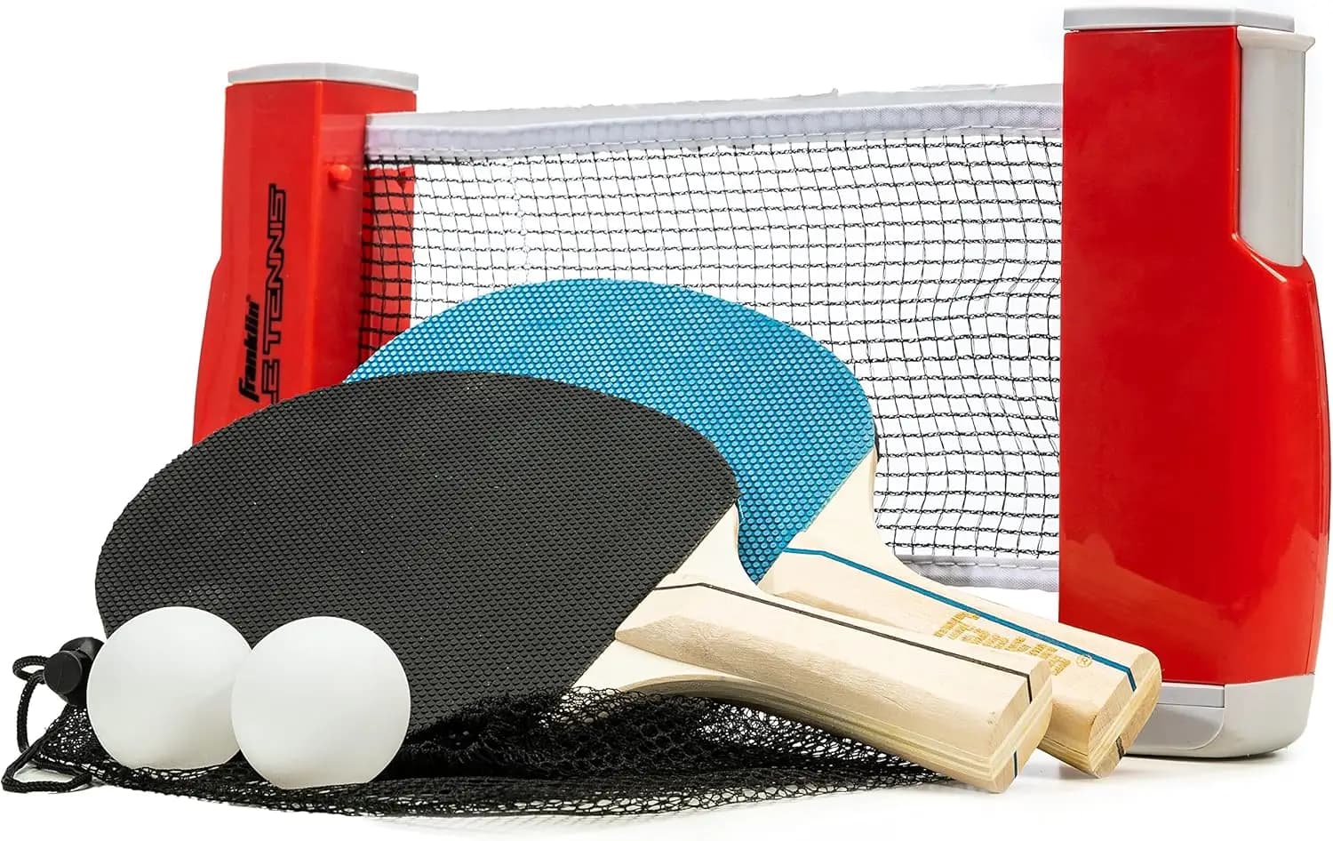 Set da Ping Pong Portatile - Rete da Ping Pong da Tavolo con 2 Racchette, 2 Palline, Morsetto Retrattile, Borsa a Rete - Gioco Istantaneo Ovunque