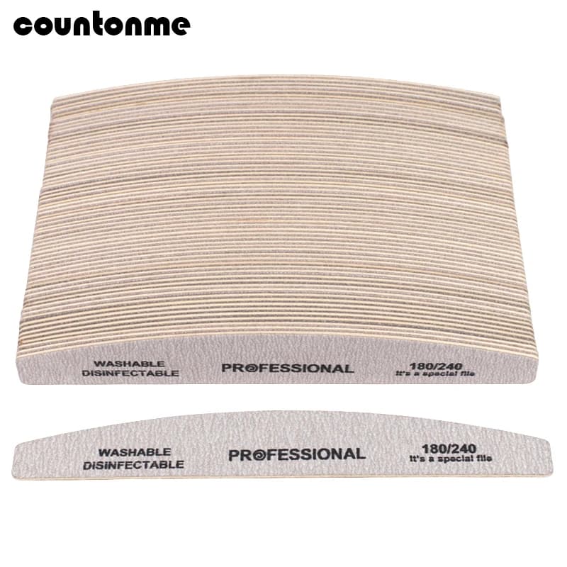 100 pz. Lime per unghie in legno a doppia faccia 180/240 grigie a forma di barca, per manicure e pedicure, forniture per unghie