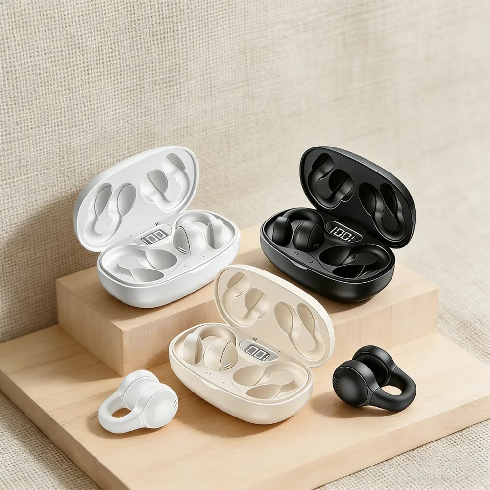 TWS wireless bone conduction headphones Bluetooth earphones Waterproof sports ear ring for ear with microphone earphones
