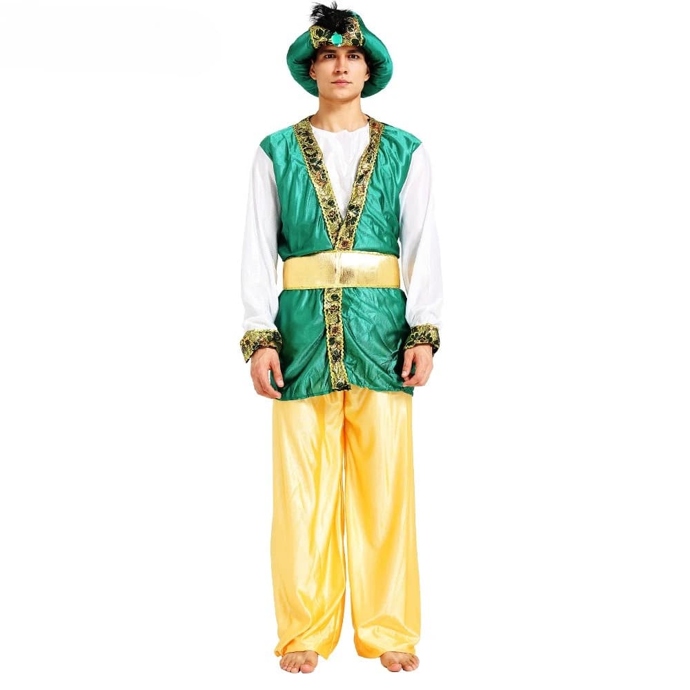Costume da Principe Arabo per Bambini e Adulti, Abito da Sceicco Musulmano per Feste di Halloween