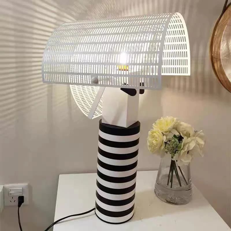 European Creative Striped Table Lamp White and Black, Atmosphere Light for Bedroom, Living Room and Interior Decoration for Children