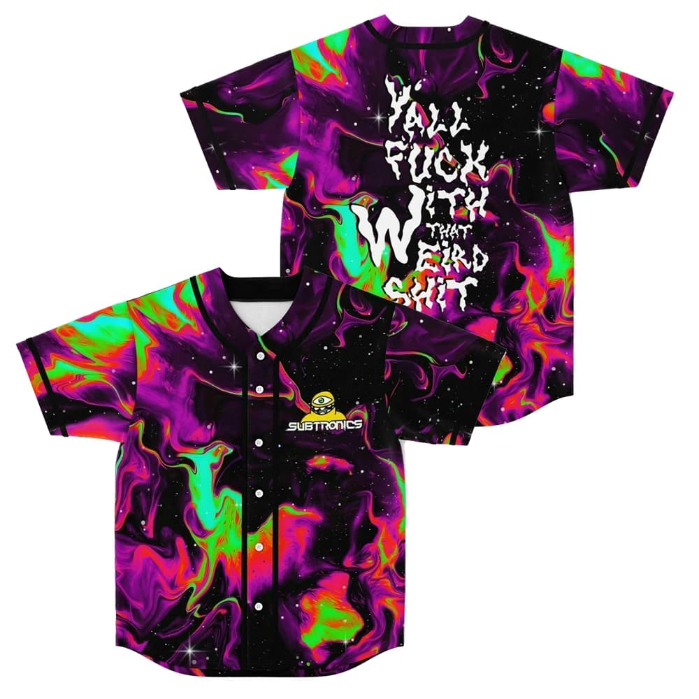 Subtronics Weird Jersey Camicia da baseball con scollo a V Manica corta Streetwear Tee Donna Uomo Abbigliamento moda