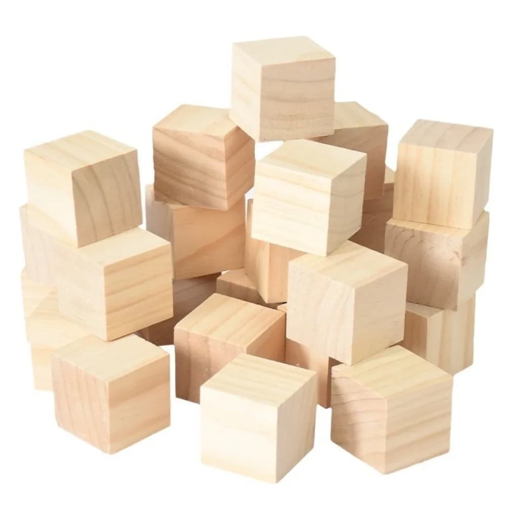 10pcs Hobby Natural Wooden Cube Woodwork Craft Unfinished Blank Wooden Square Block Puzzle Making Teaching Aid Handmade Material